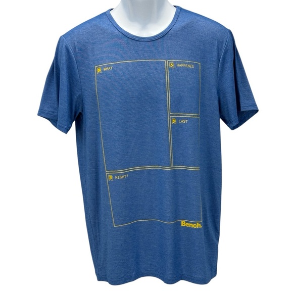 Bench Short Sleeve Crew Neck What Happened Last Night T-Shirt - Blue - Medium - Picture 1 of 7